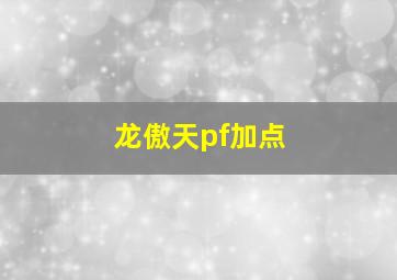 龙傲天pf加点