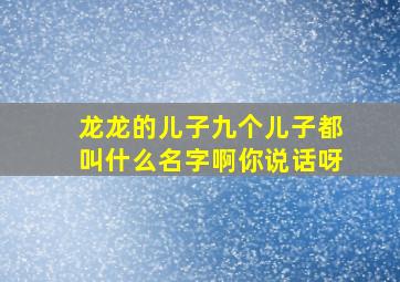 龙龙的儿子九个儿子都叫什么名字啊你说话呀