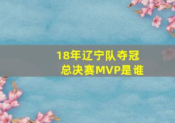 18年辽宁队夺冠总决赛MVP是谁