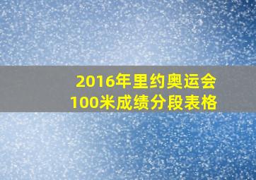 2016年里约奥运会100米成绩分段表格