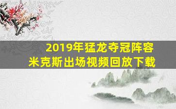 2019年猛龙夺冠阵容米克斯出场视频回放下载