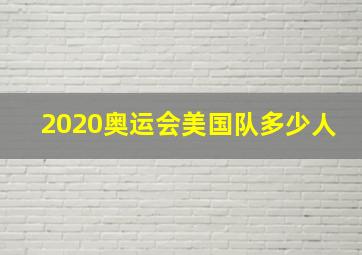 2020奥运会美国队多少人