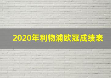 2020年利物浦欧冠成绩表