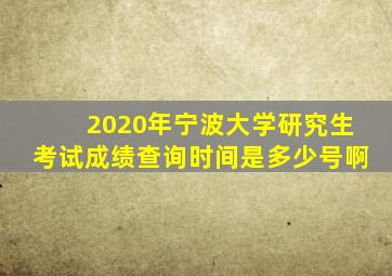 2020年宁波大学研究生考试成绩查询时间是多少号啊