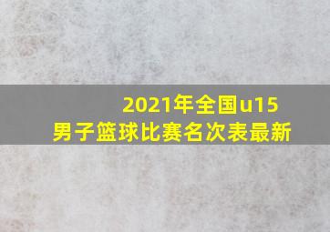 2021年全国u15男子篮球比赛名次表最新