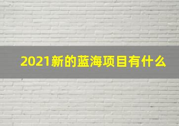 2021新的蓝海项目有什么