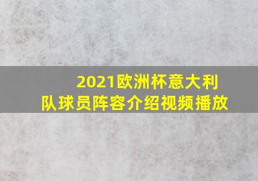 2021欧洲杯意大利队球员阵容介绍视频播放