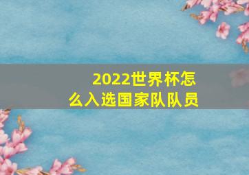 2022世界杯怎么入选国家队队员