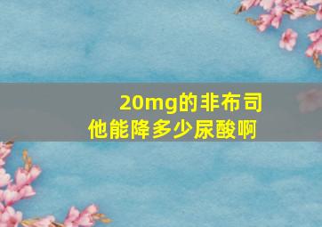 20mg的非布司他能降多少尿酸啊