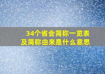 34个省会简称一览表及简称由来是什么意思