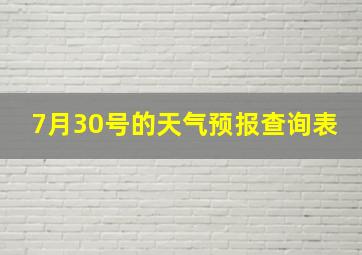 7月30号的天气预报查询表