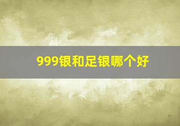 999银和足银哪个好