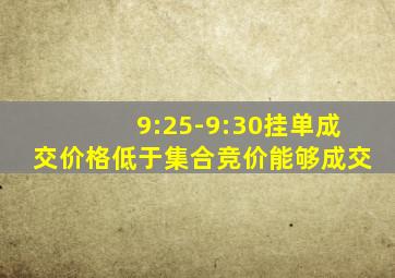 9:25-9:30挂单成交价格低于集合竞价能够成交