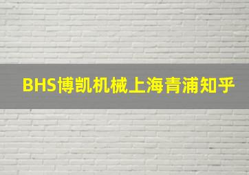 BHS博凯机械上海青浦知乎