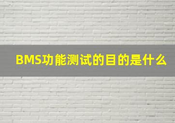 BMS功能测试的目的是什么