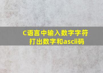 C语言中输入数字字符打出数字和ascii码