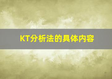 KT分析法的具体内容