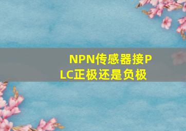 NPN传感器接PLC正极还是负极