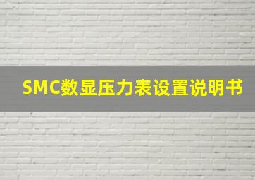 SMC数显压力表设置说明书