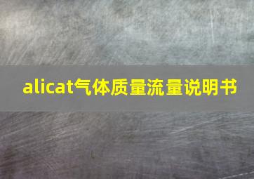 alicat气体质量流量说明书