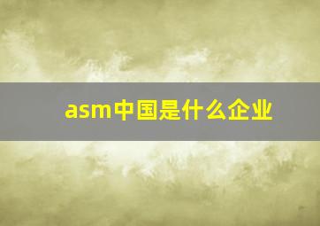 asm中国是什么企业