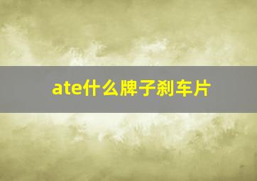 ate什么牌子刹车片