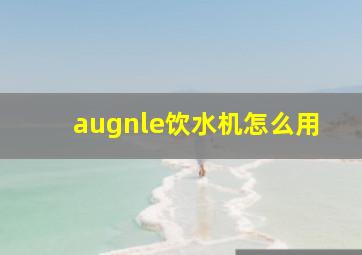 augnle饮水机怎么用