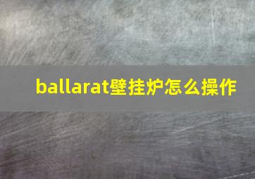 ballarat壁挂炉怎么操作