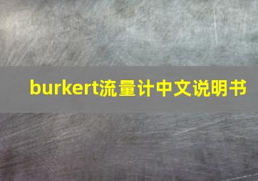 burkert流量计中文说明书