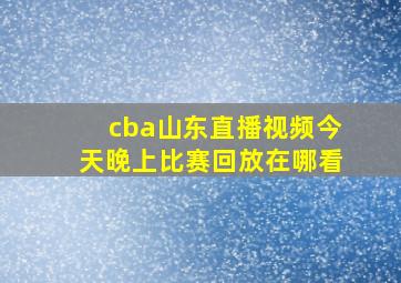 cba山东直播视频今天晚上比赛回放在哪看