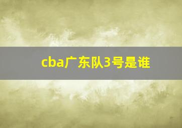 cba广东队3号是谁