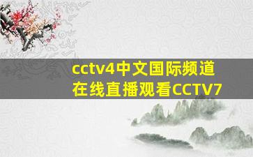 cctv4中文国际频道在线直播观看CCTV7