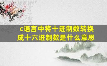 c语言中将十进制数转换成十六进制数是什么意思