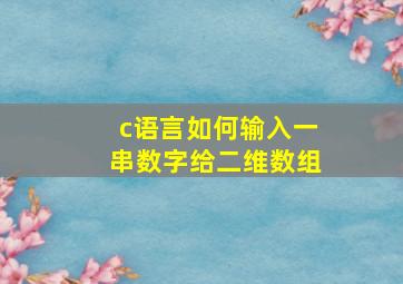 c语言如何输入一串数字给二维数组