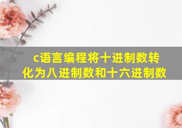 c语言编程将十进制数转化为八进制数和十六进制数