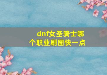 dnf女圣骑士哪个职业刷图快一点