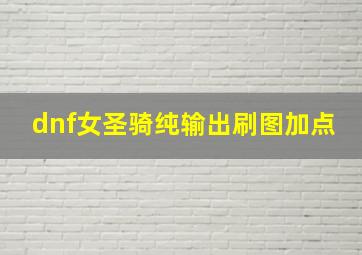 dnf女圣骑纯输出刷图加点