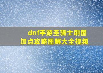 dnf手游圣骑士刷图加点攻略图解大全视频