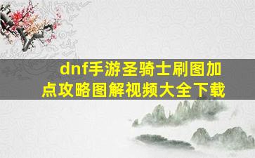 dnf手游圣骑士刷图加点攻略图解视频大全下载