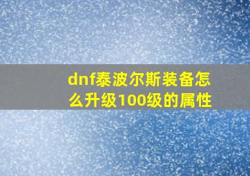 dnf泰波尔斯装备怎么升级100级的属性