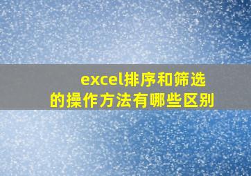 excel排序和筛选的操作方法有哪些区别