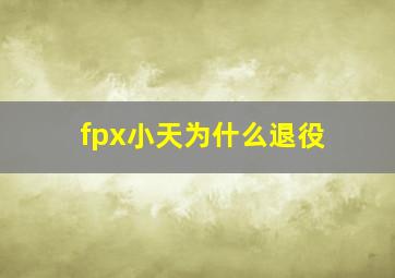 fpx小天为什么退役