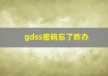 gdss密码忘了咋办