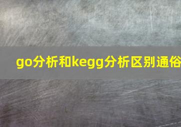 go分析和kegg分析区别通俗