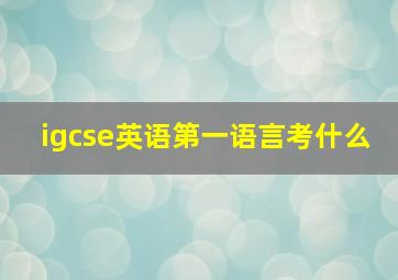 igcse英语第一语言考什么