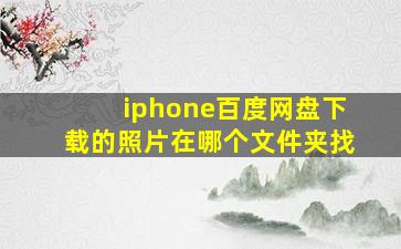 iphone百度网盘下载的照片在哪个文件夹找