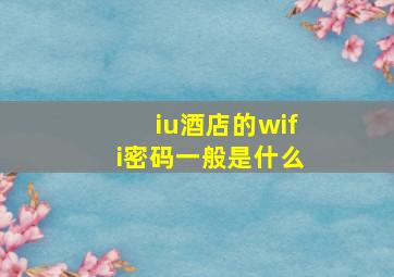 iu酒店的wifi密码一般是什么