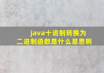 java十进制转换为二进制函数是什么意思啊