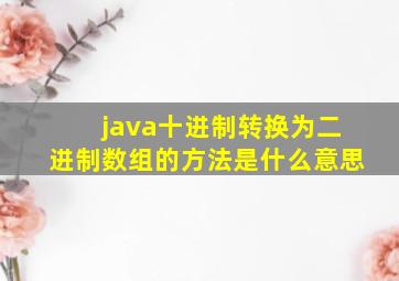 java十进制转换为二进制数组的方法是什么意思