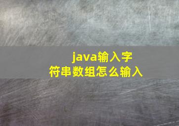 java输入字符串数组怎么输入